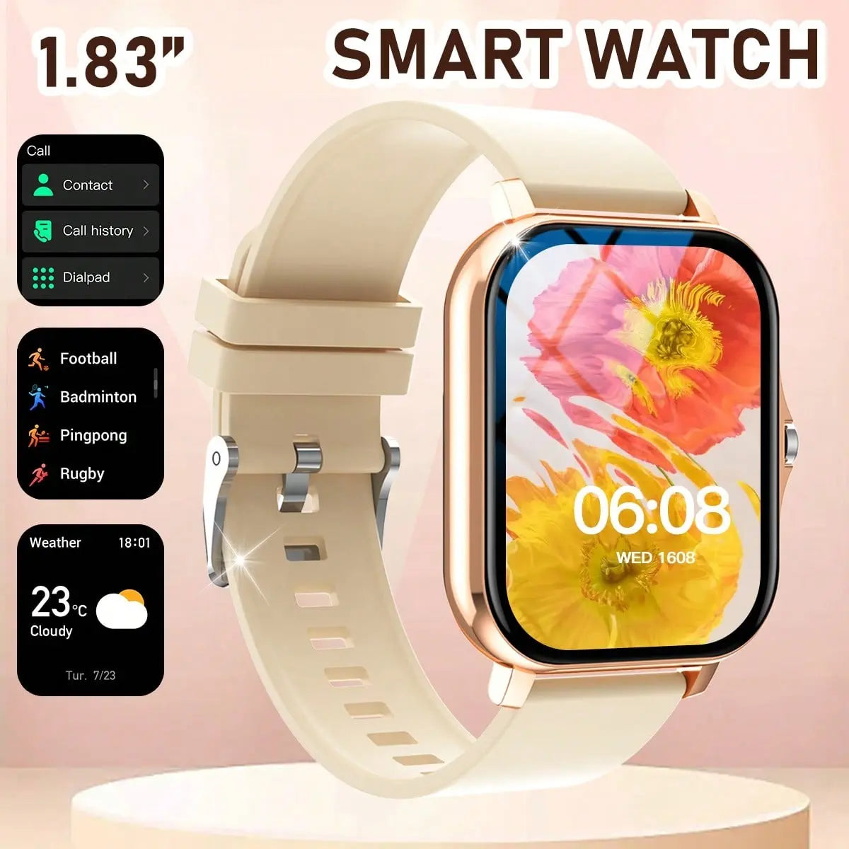 2026 US Spring Glow up Campaign: Smart Watch for Men Women 1.83" HD Touch Screen Bluetooth Fitness Tracker IP68 Waterproof Sports Watch Compatible with Iphone Android Samsung Step Counter Activity Tracker