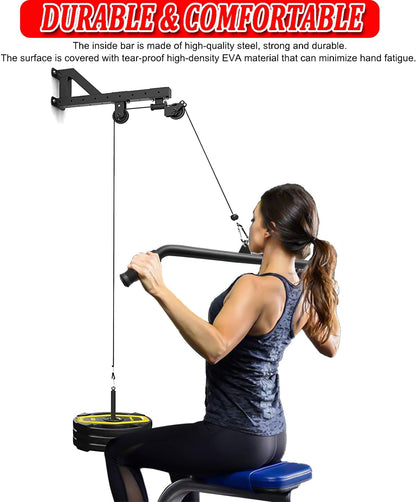 LAT Pull down Bar Cable Machine Attachment Fitness LAT Bar Accessories with Rubber Handle for Home Gym Fitness Muscle Building Strength Workout