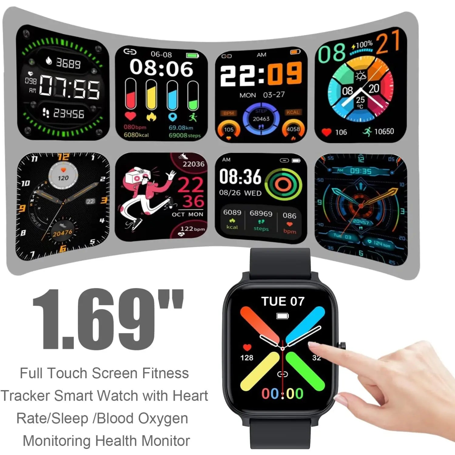 2026 US Spring Glow up Campaign: Smart Watch for Men Women 1.83" HD Touch Screen Bluetooth Fitness Tracker IP68 Waterproof Sports Watch Compatible with Iphone Android Samsung Step Counter Activity Tracker