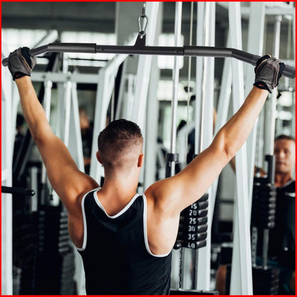 LAT Pull down Bar Cable Machine Attachment Fitness LAT Bar Accessories with Rubber Handle for Home Gym Fitness Muscle Building Strength Workout