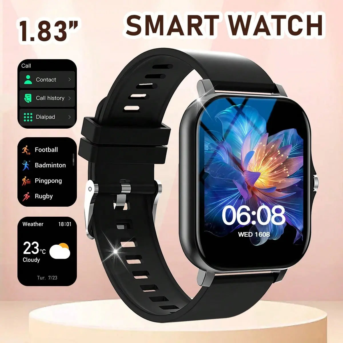 2026 US Spring Glow up Campaign: Smart Watch for Men Women 1.83" HD Touch Screen Bluetooth Fitness Tracker IP68 Waterproof Sports Watch Compatible with Iphone Android Samsung Step Counter Activity Tracker