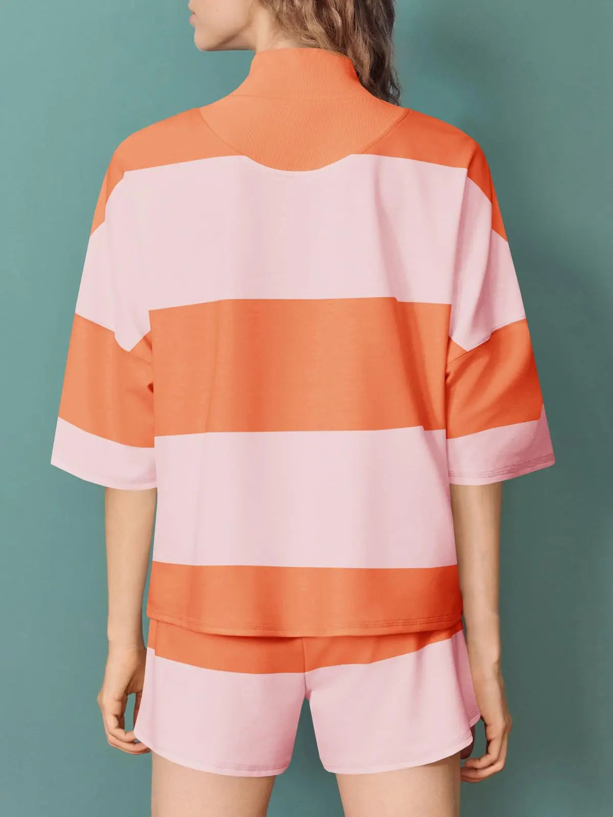 Fisoew Womens 2 Piece Outfits Summer Striped Sweatshirt Workout Shorts Sets Matching Lounge Set Tracksuits #Springtok #Tiktokshopjumpstartsale