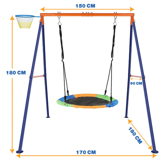Backyard Swing, 440-Pound Heavy A-Frame Metal Bracket with Basketball Hoop, 40-Inch Large Platform Swing, Used in Outdoor Playground Park. Swing Stand Heavy-Duty Rectangular for Kids Sturdy Patio Furniture Sets