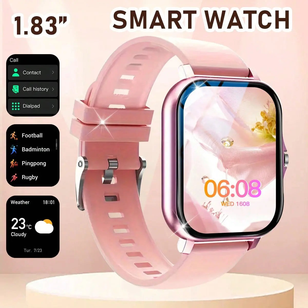 2026 US Spring Glow up Campaign: Smart Watch for Men Women 1.83" HD Touch Screen Bluetooth Fitness Tracker IP68 Waterproof Sports Watch Compatible with Iphone Android Samsung Step Counter Activity Tracker